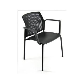 Sedia visitatore a 4 gambe Unisit Login LGSPBR - schienale in rete - PPL nero con braccioli conf. 2 pezzi LGSPBR/2/NE