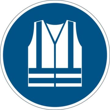 Pittogramma da pavimento "Gilet di sicurezza alta visibilità obbligatorio'' Durable azzurro Ø 430 mm - 173506