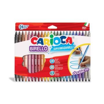 Pennarelli doppia punta Carioca Birello - conf. da 24 colori assortiti - 41521