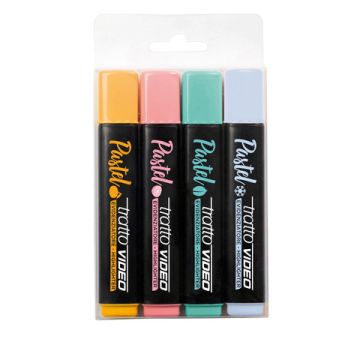 Evidenziatori Tratto Video Pastel conf. 4 pezzi in astuccio appendibile colori pastello assortiti - F835801