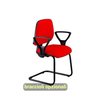 Sedia operativa visitatore Unisit Leda LDS Eco smart su slitta - rivestimento ignifugo - rosso - LDS/IR