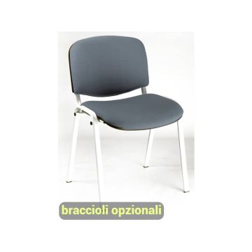 Sedia visitatore 4 gambe Unisit Dado D5B acciaio bianco - rivestimento eco grigio scuro - Conf. 2 pezzi - D5B/2/ET