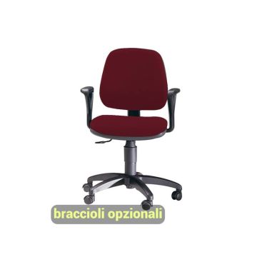Sedia operativa girevole Unisit Leda LDB Eco smart - schienale basso - rivestimento ignifugo bordeaux- LDB/ID