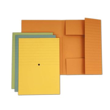 Cartelline a 3 lembi incollati 4Mat A4 in carta woodstock 285 g/m² dorso 2 cm giallo conf. da 20 pezzi - 3440 04