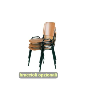Sedia visitatore a 4 gambe Unisit Dado D5L in legno - struttura acciaio nero - conf. 2 pezzi - D5L/2
