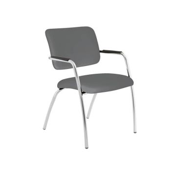 Sedia visitatore a 4 gambe Unisit Lithium LT4G struttura cromata - rivest. similpelle grigio - LT4G/KG
