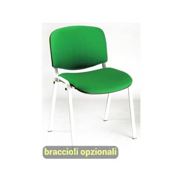 Sedia visitatore 4 gambe Unisit Dado D5B acciaio bianco - rivestimento eco verde - Conf. 2 pezzi - D5B/2/EV