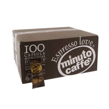 Caffè in capsule compatibili Nespresso Minuto caffè Espresso love3 100% arabica cartone 100 pezzi - 01311