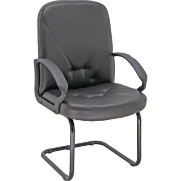 Poltrona visitatore su slitta Unisit Dante DNV Eco Smart - rivestimento similpelle nero - DNV/KN