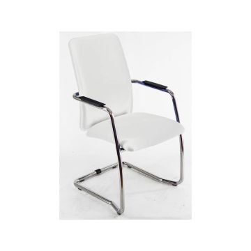 Sedia visitatore con slitta Unisit Lithium LTLTA schienale alto - rivest. similpelle bianco - LTLTA/KQ