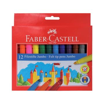 Pennarelli Faber-Castell CASTELLO Jumbo punta grossa 5 mm assortiti astuccio di cartone da 12 - 554312