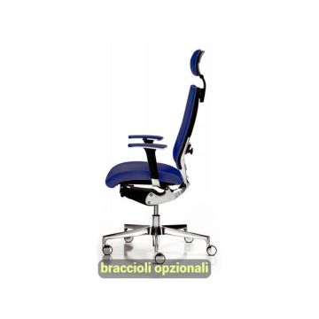 Sedia semidirezionale girevole Unisit Concept COTPG ergonomica con poggiatesta rivestimento fili luce blu - COTPG/F11