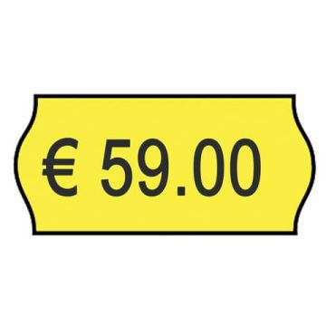 Rotolo da 1000 etichette per prezzatrice Printex sagomate 26x12 mm giallo remov. conf. 10 rotoli - 2612sfr10gi