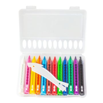 Pastelli a cera Donau in conf. trasparente appendibile da 12 pezzi colori assortiti - 322300