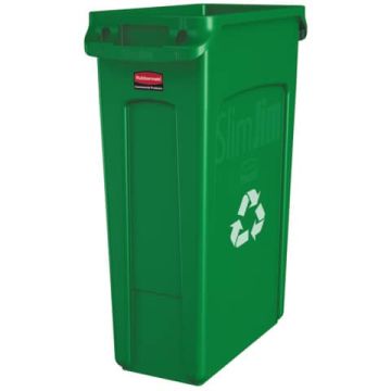 Contenitore rifiuti per differenziata Rubbermaid Slim Jim con canali di ventilazione 87 L verde - FG354007GRN