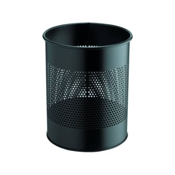 Cestino gettacarte DURABLE cilindrico con superficie perforata 165mm acciaio nero - 331001