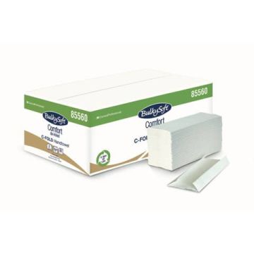 Confezione da 20 fascette composte da 153 fogli di asciugamani ripiegati a C 23x31 cm Bulkysoft bianco - 85560