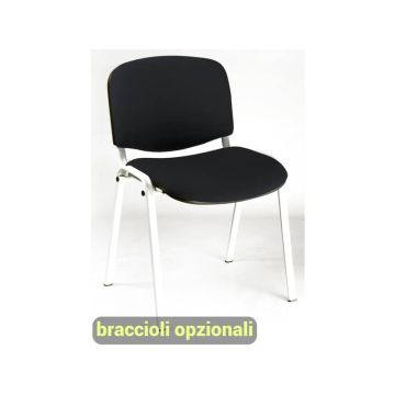 Sedia visitatore 4 gambe Unisit Dado D5B acciaio bianco - rivestimento eco nero - Conf. 2 pezzi - D5B/2/EN