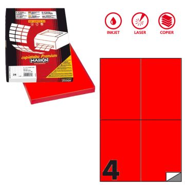 Etichetta adesiva C/519 rosso fluo 100fg A4 105x148mm (4et/fg) Markin
