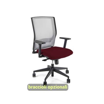 Sedia operativa girevole Unisit X Ray X2 schienale in rete grigio - rivestimento ignifugo bordeaux - X2/ID