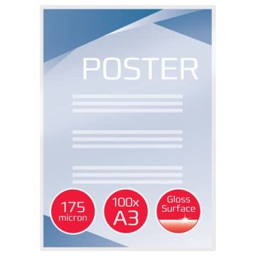 Pouches per plastificatrici GBC 2x175 µm finitura lucida A3 30,3x42,6 cm Conf. 100 pezzi - 3200746