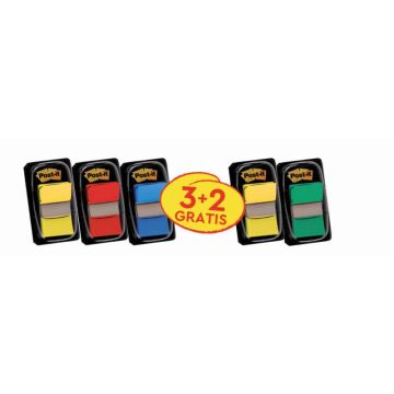 Post it index 680 con dispenser Value pack 3+2 Post-it® rosso, verde, giallo , blu - 680-3+2