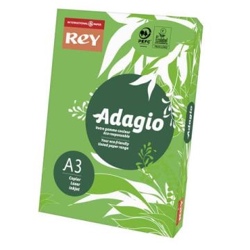 Carta colorata A3 International Paper Rey Adagio 160 g/m² verde intenso 52 - Risma da 250 fogli - ADAGI160X500