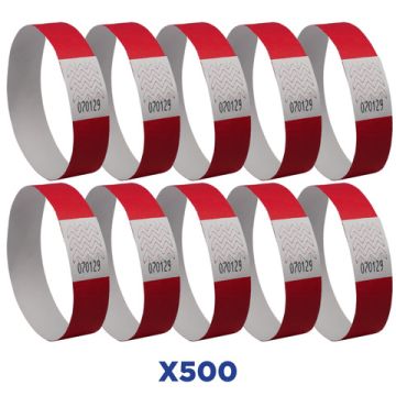 Braccialetti identificativi in Tyvek Avery resistenti all'acqua - conf. 500 pz - rosso fluo - TYVRD-50