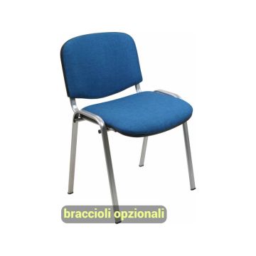 Sedia visitatore 4 gambe Unisit Dado D5G acciaio grigio - rivestimento eco blu - Conf. 2 pezzi - D5G/2/EB