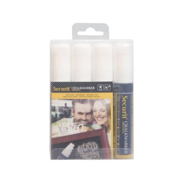 Pennarello a gesso liquido Securit a punta grande 7-15 mm bianco conf. da 4 - SMA720-V4-WT