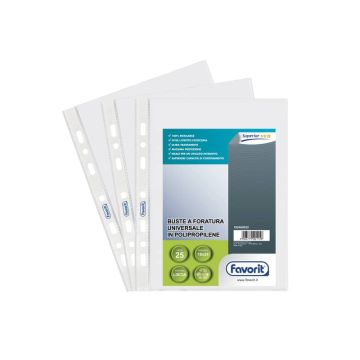 Buste trasp. a foratura universale FAVORIT liscia superior 18x24 cm conf. da 25 - 100460022
