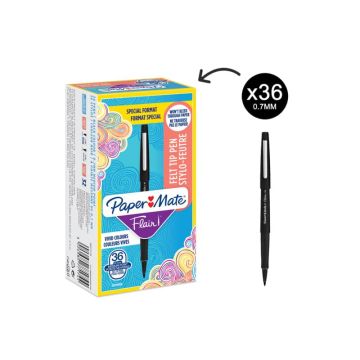 Penne punta fibra Paper Mate Flair/Nylon M 1,1 mm nero special pack 36 pezzi - 2077174
