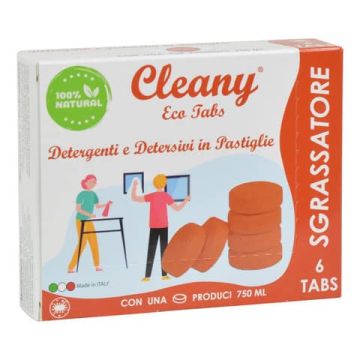 Sgrassatore universale igienizzante in pastiglieCLEANY Eco tabs pesca - conf. 6 pz - CLT400