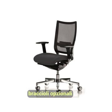 Sedia semidirezionale girevole Unisit Concept COT - schienale in rete - rivestimento similpelle grigio - COT/KG