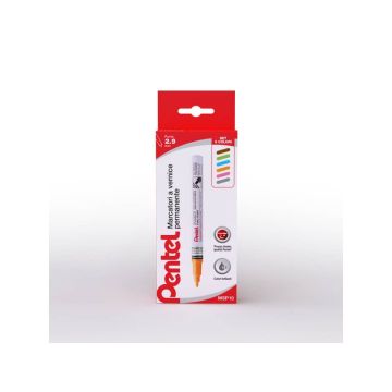 Marcatore a vernice permanente punta 2,9 mm - conf. 6 pezzi Pentel colori assortiti speciali - 0022363