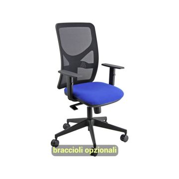 Sedia operativa girevole Unisit Pentagon Y10 PENA schienale in rete nero rivest. Eco blu - PENA/EB