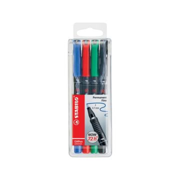 Penne Stabilo OHPen universal Fine (F) 0,7 mm assortiti astuccio da 4 - 842/4