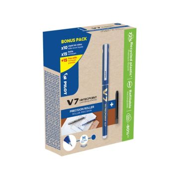 Roller Pilot Hi-Techpoint V7 Begreen 0,7 mm blu Green Pack 10 penne + 30 refill (15 omaggio) - 000028