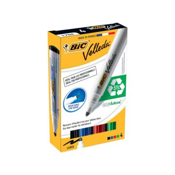 Marcatori per lavagne bianche BIC Velleda 1701 punta conica 1,5 mm assortiti astuccio da 4 - 904941