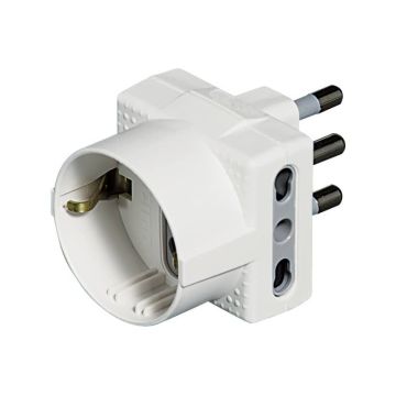 Adattatore con spina bticino 16A + presa P30 + 2 prese bipasso 10/16A bianco S3611DE