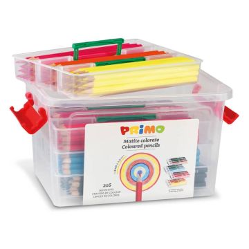 PRIMO - MOROCOLOR SCHOOLBOX 216 PASTELLI COLORATI 100 FSC in 12 colori PRIMO