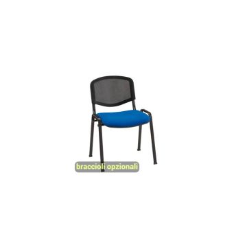 Sedia visitatore 4 gambe Unisit Dado D5N schienale in rete - rivestimento ignifugo blu - Conf. 2 pezzi - D5N/2/IB
