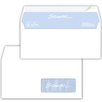 Buste con finestra Pigna Envelopes Silver90 Laser patella chiusa 110x230 mm bianco conf. 500 - 0220921
