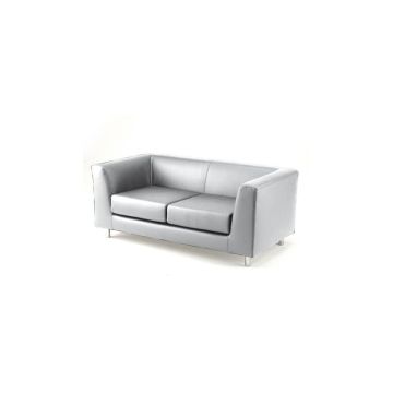 Divano attesa a 2 posti Unisit Quad QD2 schienale fisso - rivestimento in vera pelle bianco - QD2/PQ