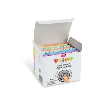 Gessi rotondi non polverosi Primo colori assortiti - Ø 9x80 mm - scatola di cartone 100 pezzi - 012GC100R