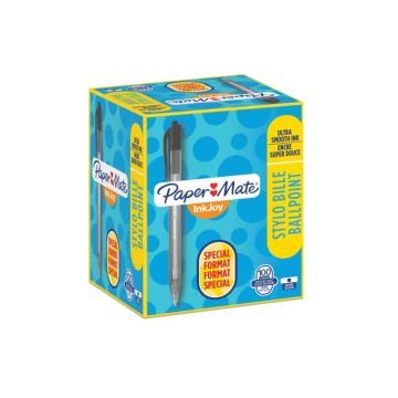 Penna a sfera a scatto Paper Mate Inkjoy 100 RT ULV M 1 mm nero Special Pack 80+20 GRATIS - S0977430