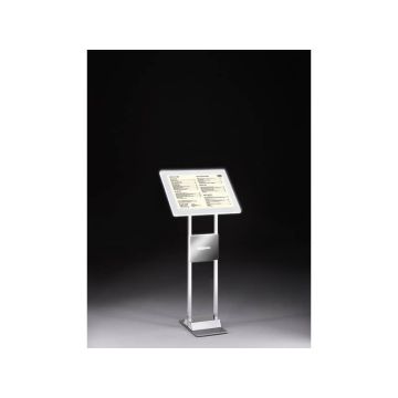Leggio da interno piantana in alluminio Tecnostyl LEDMAG 25x40x120 cm con cornice specchiata A4 - 34x25 cm