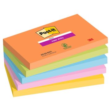 Foglietti Post-it® Super Sticky Boost - conf. 5 blocchetti da 90 ff Post-it® 76x127 mm - 655-5SS-BOOS
