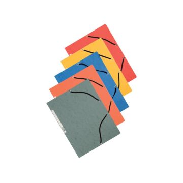 Cartellina a 3 lembi con elastico Q-Connect 24,3x32 cm cartoncino manilla 375 g/m² assortiti cf. 10 - KF02174