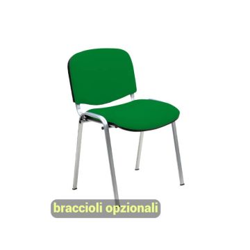 Sedia visitatore 4 gambe Unisit Dado D5C acciaio cromato - rivestimento eco verde - Conf. 2 pezzi - D5C/2/EV